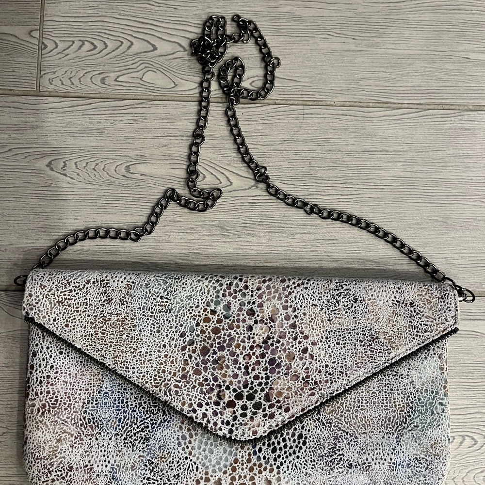 Coastal Road Sundance Rainbow Zipper Envelope Clutch with Chain Strap